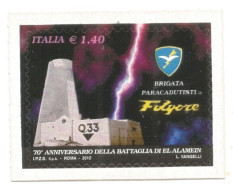 (REPUBBLICA ITALIANA) 2012, BATTAGLIA DI EL ALAMEIN, BRIGATA PARACADUTISTI FOLGORE - Francobollo Nuovo MNH - 2011-20: Nieuw/plakker