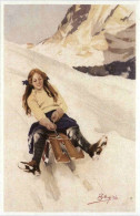 Rodeln - Künstlerkarte Magrini - Repro - Winter Sports