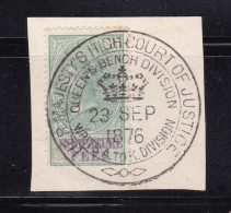 GB  QV  Fiscals / Revenues Judicature Fees 5/- Green And Violet, Barefoot 9 On A Piece Good Used - Revenue Stamps