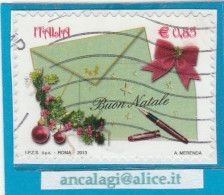 USATI ITALIA 2013 - Ref.1248B "NATALE" 1 Val. € 0,85 - VARIETA': La Scritta è Sdoppiata - 2011-20: Gebraucht