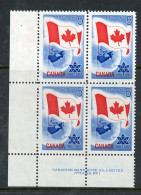 Canada MNH 1967 Plate Block "Flag And Planet Earth" - Ongebruikt