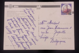 D)1980, ITALY, POSTCARD SENT TO BELGIUM, WITH STAMP CASTLES OF ITALY, CASTLE OF THE RED TOWERS, XF - Unclassified