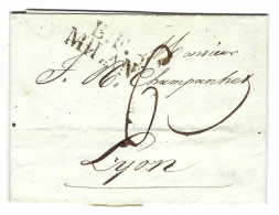 1814 - Lettre De B.F. / MILAN , Taxe 6 D Pour Lyon - ...-1850 Voorfilatelie