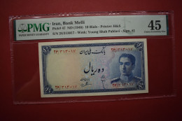 Banknotes Iran 10 Rials  1948  Mohammad Rezā Pahlavī PMG 45 - Irán