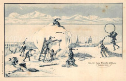 13566918 Lausanne VD Les Spports D Hiver Winterlandschaft Karikatur Lausanne VD - Autres & Non Classés