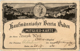 Baden - Kaufmännischer Verien - Mitgliedskarte - Baden