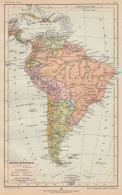 America Meridionale - Carta Geografica Epoca - 1925 Vintage Map - Carte Geographique