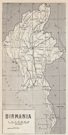 Birmania - Mappa Epoca - 1925 Vintage Map - Carte Geographique