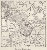 Belgio - Dintorni Di Anversa - Mappa Epoca - 1925 Vintage Map - Cartes Géographiques
