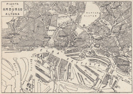 Germania - Pianta Di Amburgo E Altona - Mappa Epoca - 1925 Vintage Map - Mapas Geográficas