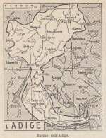 Adige - Mappa Epoca - 1925 Vintage Map - Mapas Geográficas