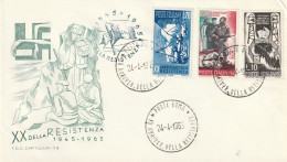 Italië 1965, FDC Unused, 20th Anniversary Of The Resistance. - FDC