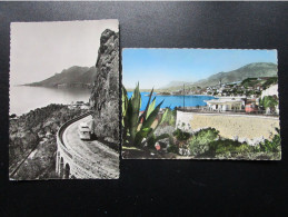 CP 06 MENTON  - Lot De 2 Cartes Postales Route De La Corniche Autocar  Et Frontière Douane " Bureau Sureté Nationale " - Menton