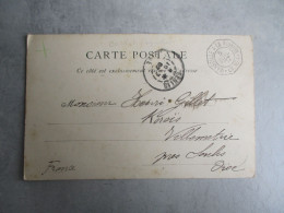 1907 POSTE MARITIME MARSEILLE A LA REUION  L V N 4  SUR CARTE DJIBOUTI - 1877-1920: Période Semi Moderne