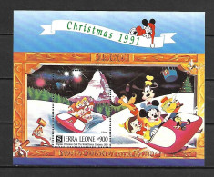 Disney Sierra Leone 1991 Christmas Cards #3 MS MNH - Disney