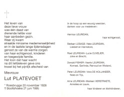 Lut Platevoet (1926-1995) - Devotieprenten