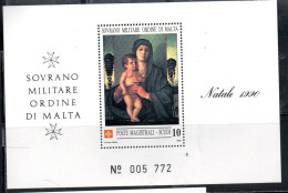 SMOM SOVRANO ORDINE MILITARE DI MALTA 1990 NATALE CHRISTMAS NOEL WEIHNACHTEN 10s BLOCK SHEET BLOCCO FOGLIETTO MNH - Malte (Ordre De)