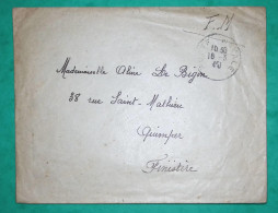 FRANCHISE MILITAIRE FM POSTE NAVALE CROISEUR AUXILIAIRE EL DJEZAÏR POUR QUIMPER FINISTERE 1940 WW2 LETTRE COVER FRANCE - Seepost