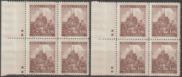 037/ Pof. 43; Border 4-blocks. Plate Mark * Nad + - Ungebraucht