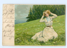 T9746/ Mailick Litho AK  Junge Frau Mit Blumenkranz Im Haar 1903 - Mailick, Alfred