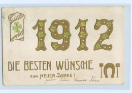T3656/ Neujahr Jahreszahl 1912 Kleeblatt Prägedruck AK  - Nieuwjaar