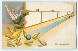 T3483/ Kegeln  Der Neunentöter Litho AK 1932 - Olympische Spelen