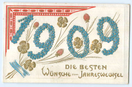 Y4648/ Neujahr Jahrezahl 1909  Litho Prägedruck AK 1908 - Nieuwjaar