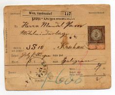 C2401/ Post-Begleitadresse ( Paketkarte ) Wien Gaudenzdorf 1889 - Sin Clasificación