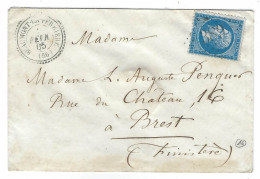 1865 - Enveloppe De BEAUMONT-LA-FERRIERE ( Nièvre ) Cad T22 Affr. N°22 Oblit.  G C 389 - 1849-1876: Periodo Clásico