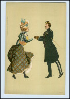 T617/ Jugendstil Litho Ak Frau Und Soldat   Ca.1900 - Andere & Zonder Classificatie