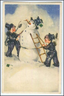 N9304/ Schneemann Schornsteinfeger Schöne AK Ca.1930 - Nieuwjaar