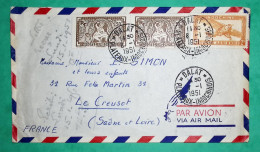 LETTRE PAR AVION DALAT INDOCHINE POUR LE CREUSOT SAONE ET LOIRE 1951 COVER FRANCE - Luchtpost