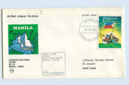 W9V62/ Ersttagsbrief Lufthansa LH645 DC 10   Manila - Dehli 1982 - Autres & Non Classés