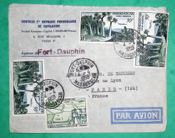 LETTRE PAR AVION FORT DAUPHIN MADAGASCAR POUR PARIS FRANCE 1959 COVER FRANCE - Aéreo
