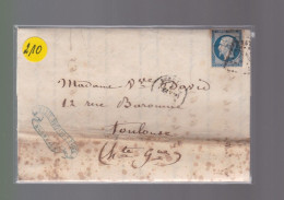 Un Timbre Napoléon III   N° 14  20 C Bleu   Sur Lettre  Facture   Départ Bordeaux 1858     Destination  Toulouse - 1853-1860 Napoléon III