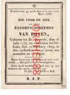 Van Boven Jacobus Sint-Pauwels 1737 Stekene 1829 Gravure Anversoise - Obituary Notices
