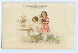 W4R16/ Geburtstag Mädchen Und Junge 1918 Litho AK - Birthday