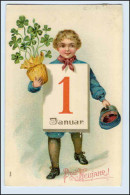 W2Q65/ Neujahr Litho Prägedr. Kind Mit Blumen 1905 AK - Nieuwjaar