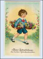 P3A57/ Geburtstag Kind Mit Blumenkörben 1934 Litho AK - Geburtstag