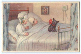 N4126/ Colombo Künstler AK Kinder Im Bett Mit Hund  Ca.1930 Italien - Mailick, Alfred