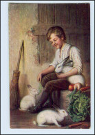 W6Q40/ Kind Junge Mit Kaninchen  Künstler AK 1913 - Hunde