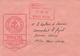 ENVELOPPE AVEC CACHET OFFICIEL FREGATE LATOUCHE TREVILLE - BREST NAVAL LE 03/01/1996 - Poste Navale