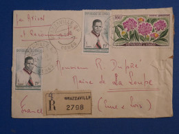 DN10 CONGO  BELLE LETTRE RECO  1963 BRAZZA A LA LOUPE  FRANCE +AFF. INTERESSANT++ - Sonstige & Ohne Zuordnung