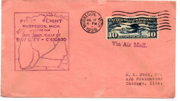 USA  -1928 - TAC FIRST FLIGHT  Bay City - Chicago  Cover - 1c. 1918-1940 Covers