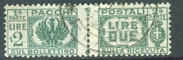 LUOGOTENENZA 1946 PACCHI POSTALI 2 LIRE USATA - Paketmarken