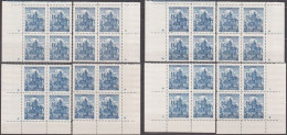 087/ Pof. 42; Corner 4-blocks Miniatures, Plate Marks * And + - Neufs