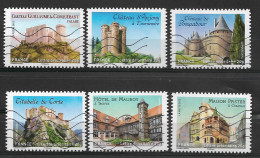 France 2012  Oblitéré Autoadhésif  N°  714 - 718 - 719 - 720  - 723 - 724   -   Chateaux Et Demeures Historiques  ( I ) - Used Stamps