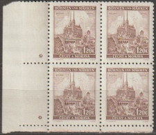 091/ Pof. 43; Corner 4-block, Plate Marks *, Narrow Border - Nuovi