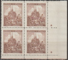 095/ Pof. 43; Corner 4-block, Plate Marks +, Narrow Border - Unused Stamps