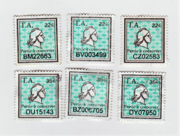 Timbres Fiscaux 6 Petits Timbres Amende 22€ Millésime 01 03 04 Et 35€ Millésime 02 03 04 - Autres & Non Classés